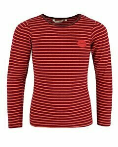Striped long sleeve top with red kiss