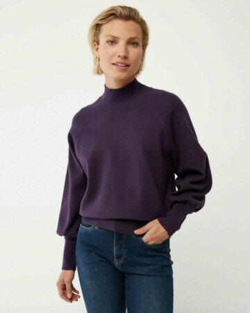 Mock neck knitted pullover Dark Purple