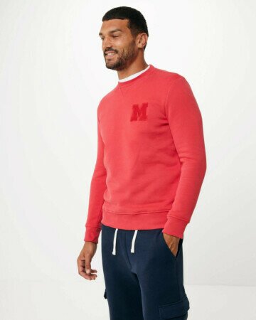 Crew neck sweatshirt with Embroidery Bright Red