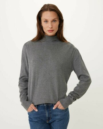 Turtle neck basic pullover Mid Grey Melee