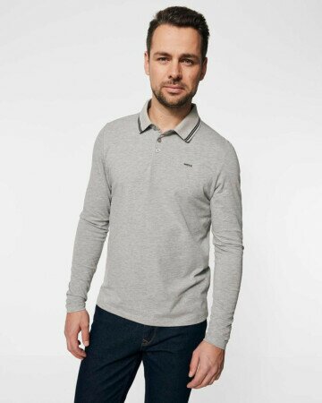 Brushed jersey polo LS Grey Melee