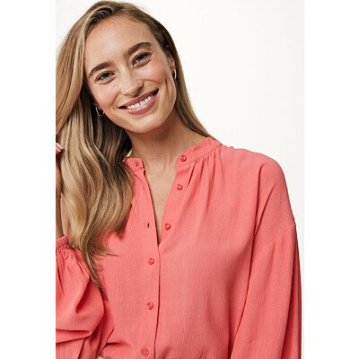 Gathered Sleeves Blouse Bright Coral | Mexx.com