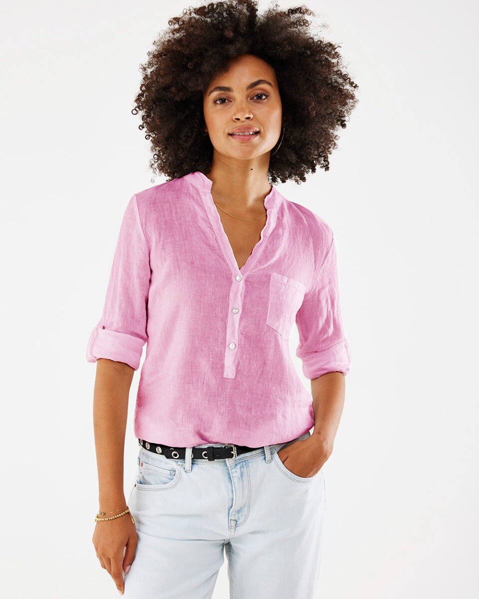 Basic longsleeve linen blouse Pink