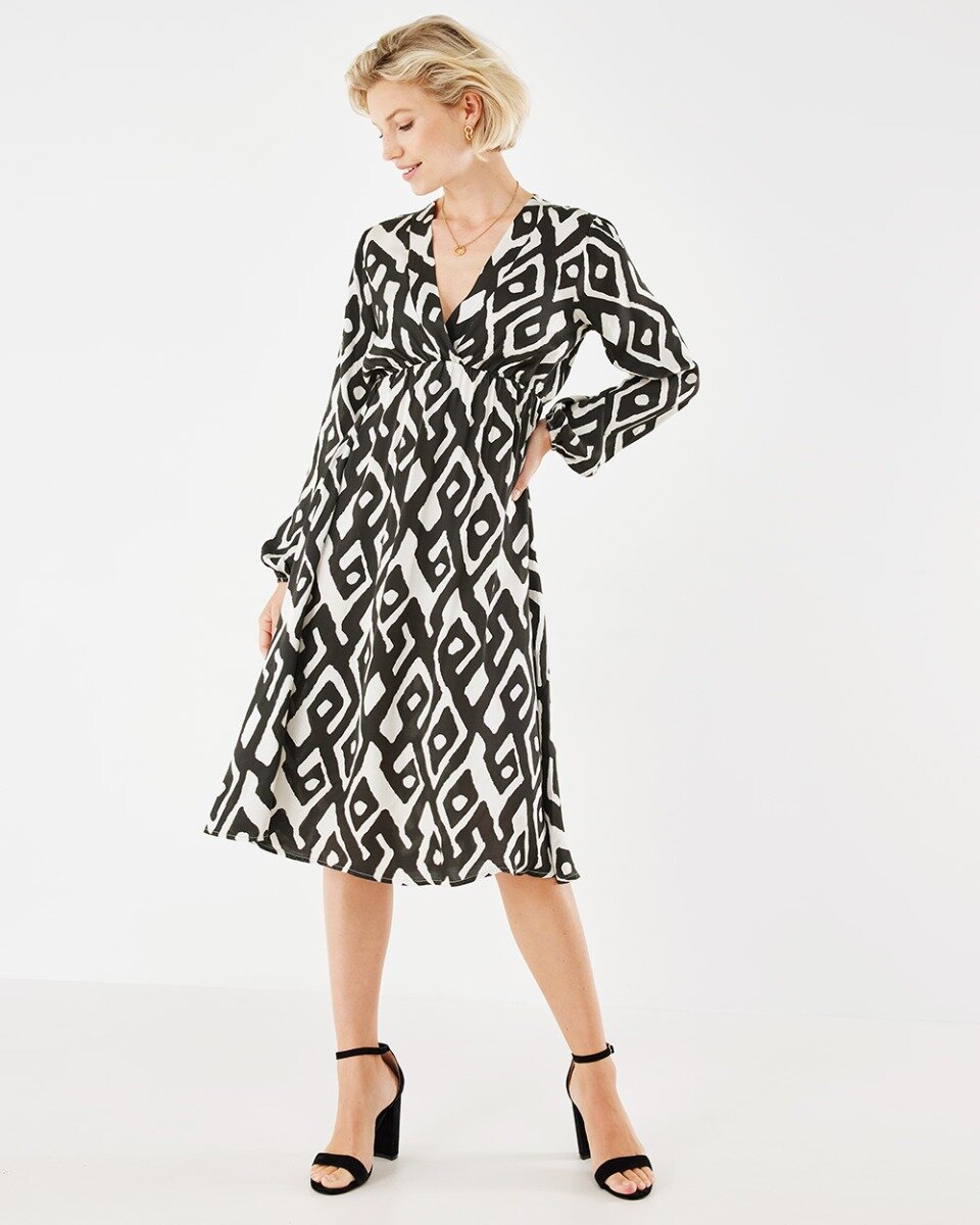 All over printed fake wrap dress Off White