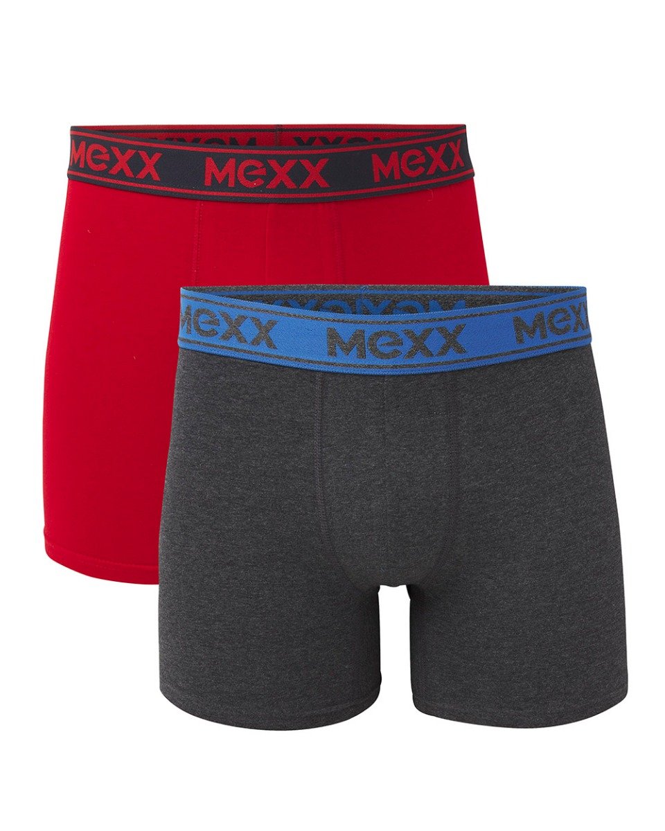 Boxers 2-pack antraciet/rood