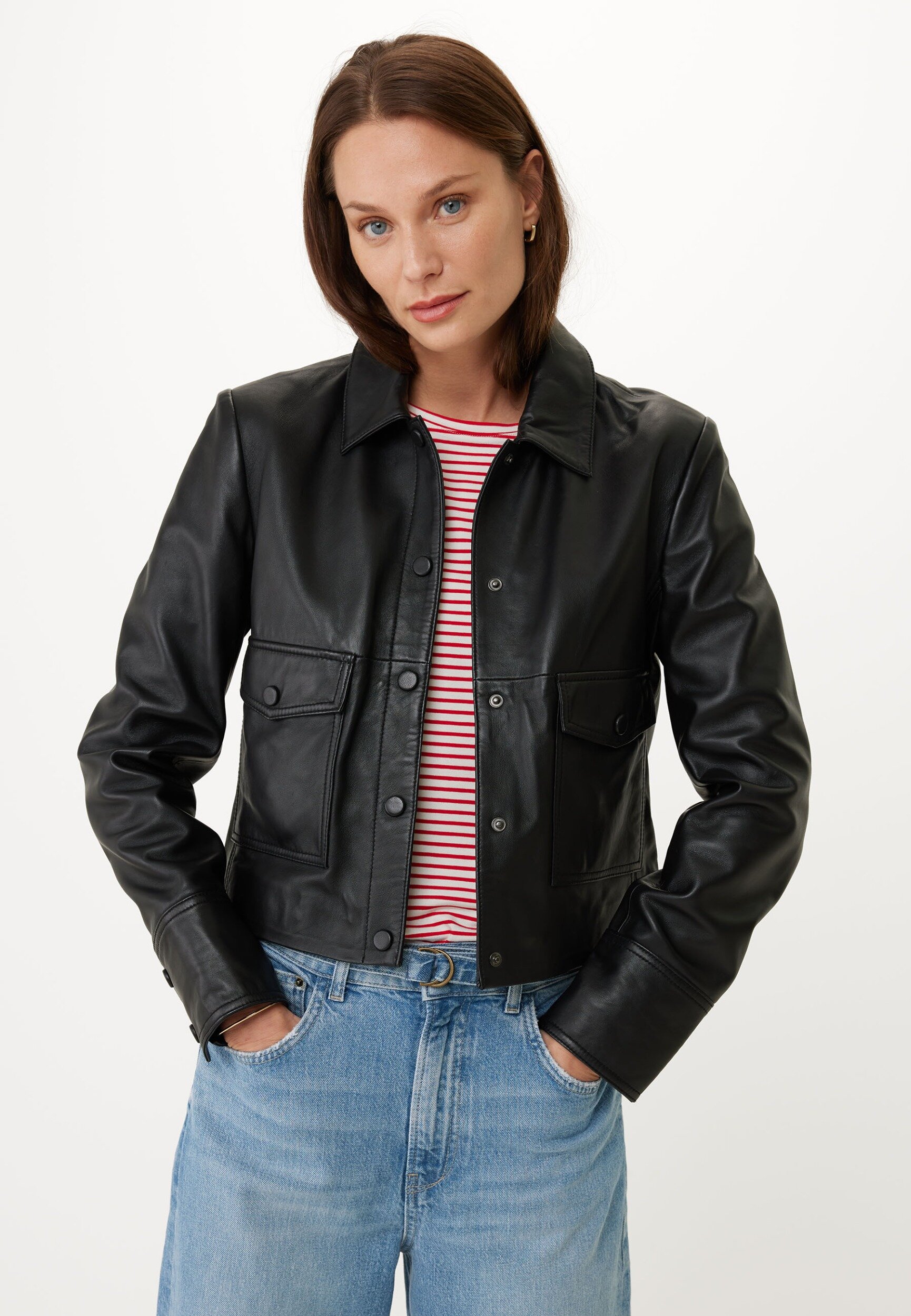 Leather jacket with pockets Black | Mexx 